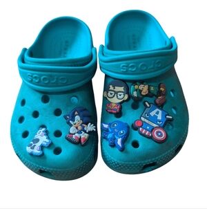 Crocs Kids Classic Sandals C9 Turquoise Tonic Blue Lightweight Slip On Summer